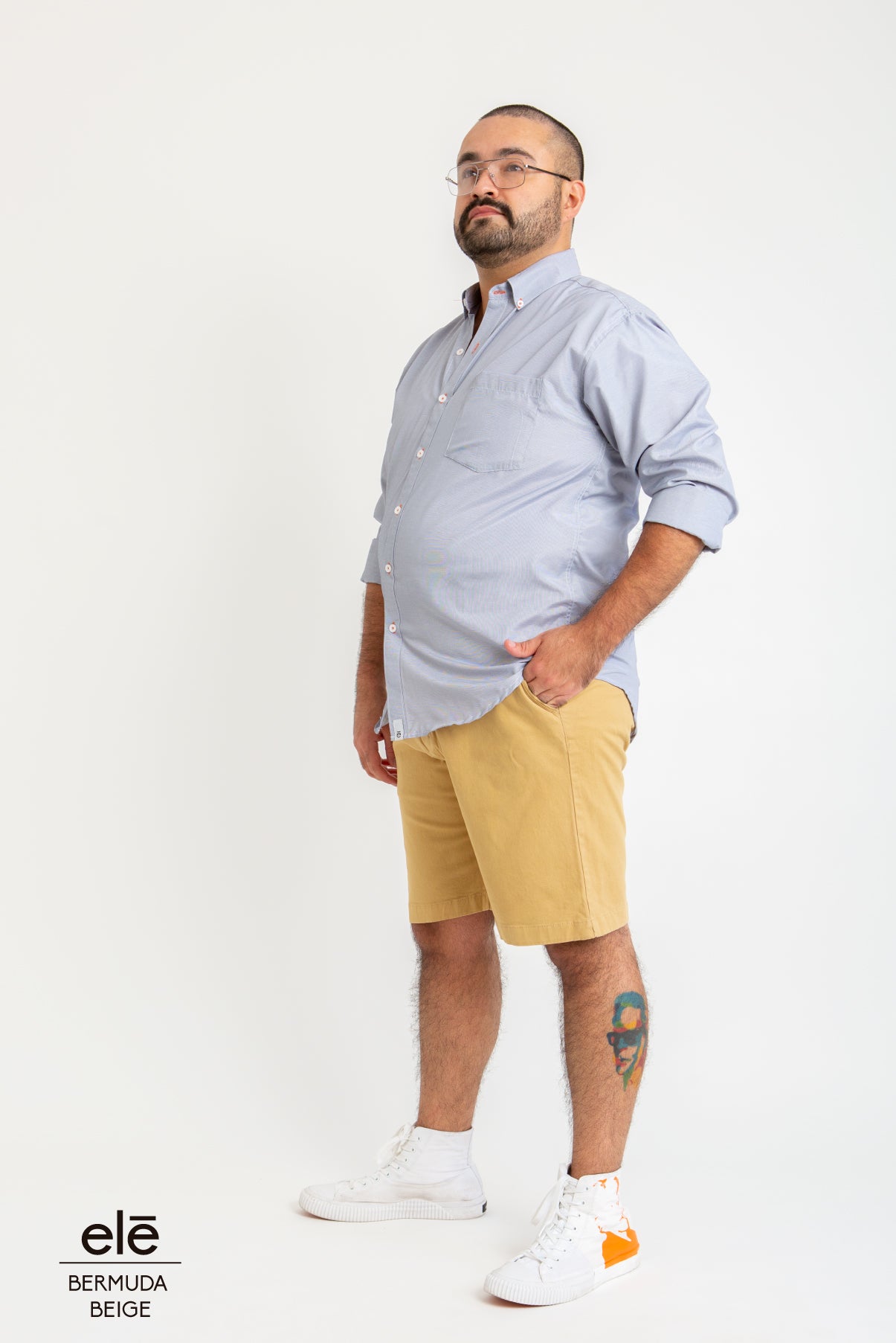 BERMUDA DE GABARDINA BEIGE