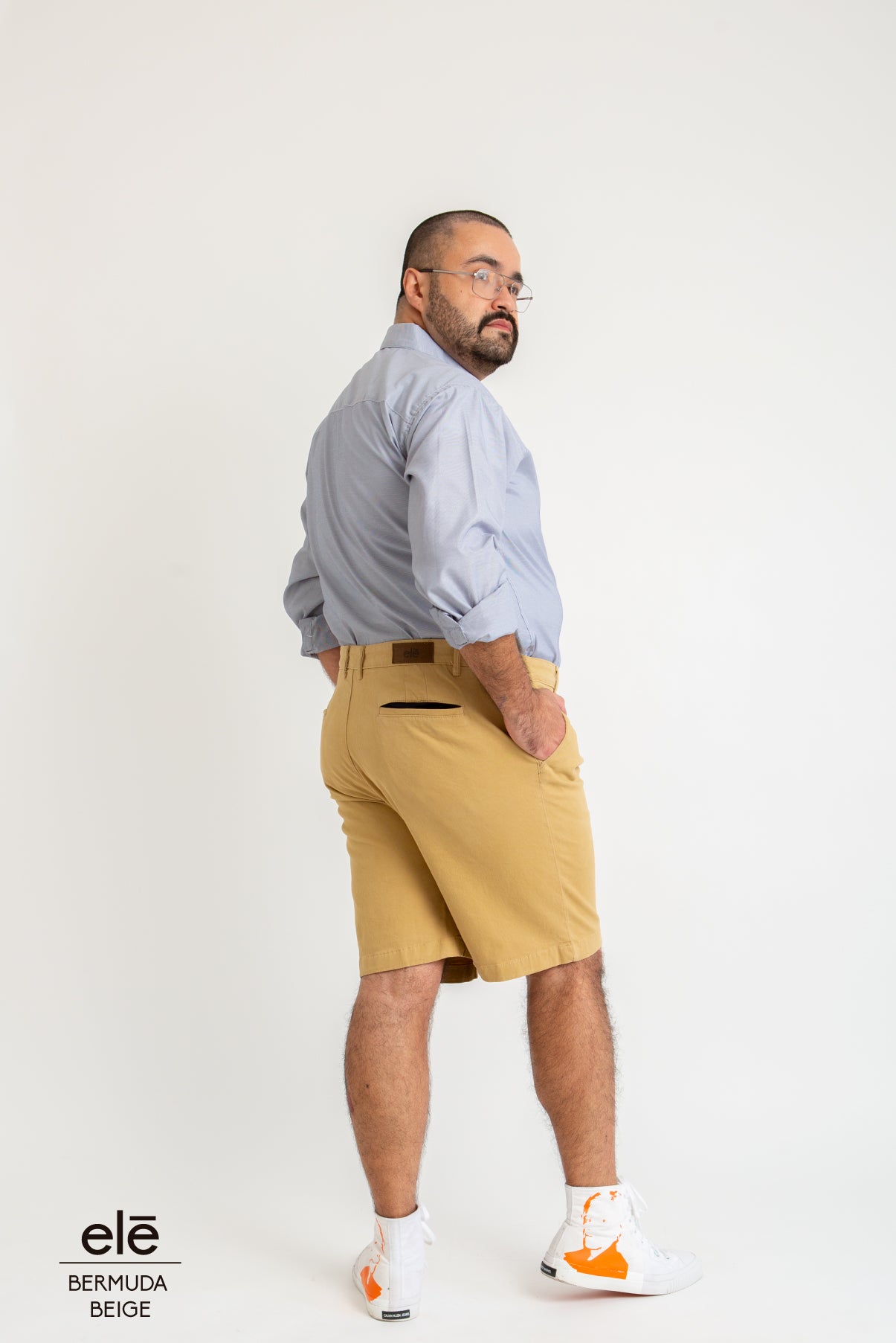 BERMUDA DE GABARDINA BEIGE