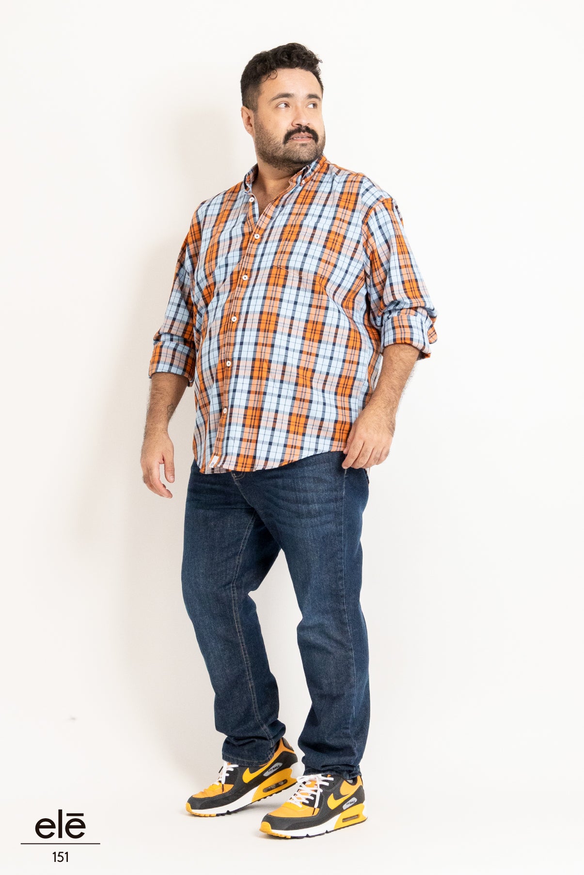 CAMISA CUADROS NARANJA