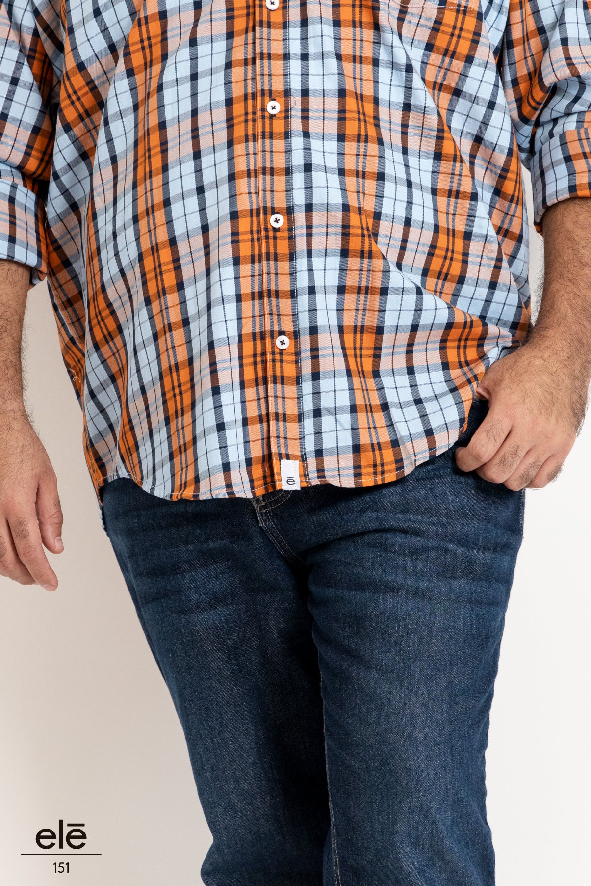 CAMISA CUADROS NARANJA