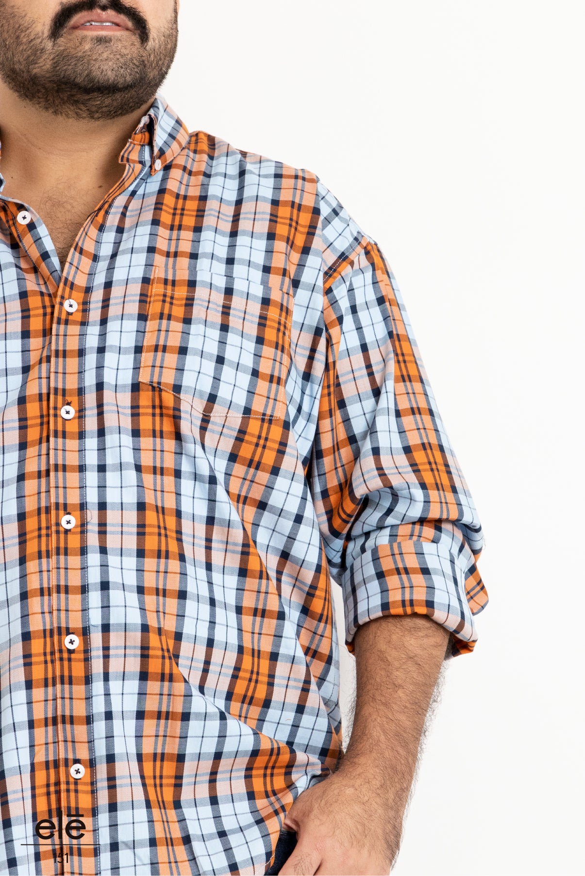 CAMISA CUADROS NARANJA