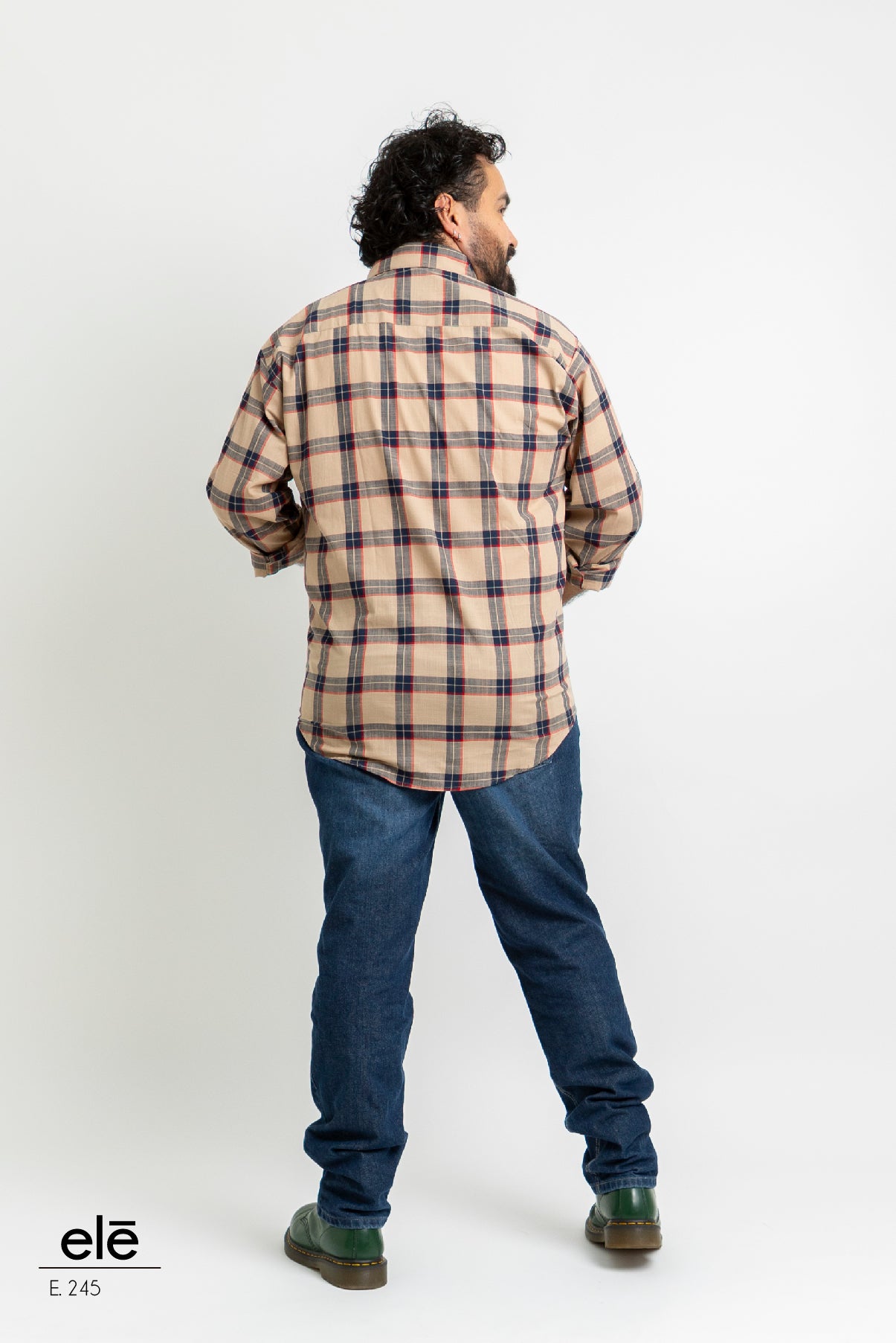 CAMISA CUADROS CAFE, ROJO Y AZUL