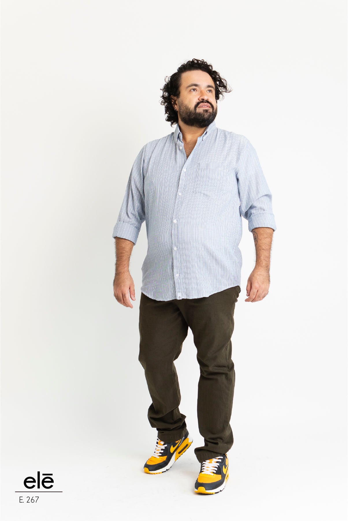 CAMISA AZUL LINEAS BLANCO