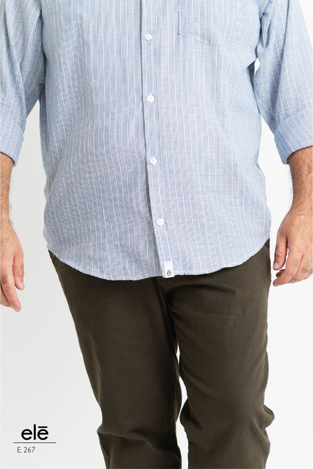 CAMISA AZUL LINEAS BLANCO
