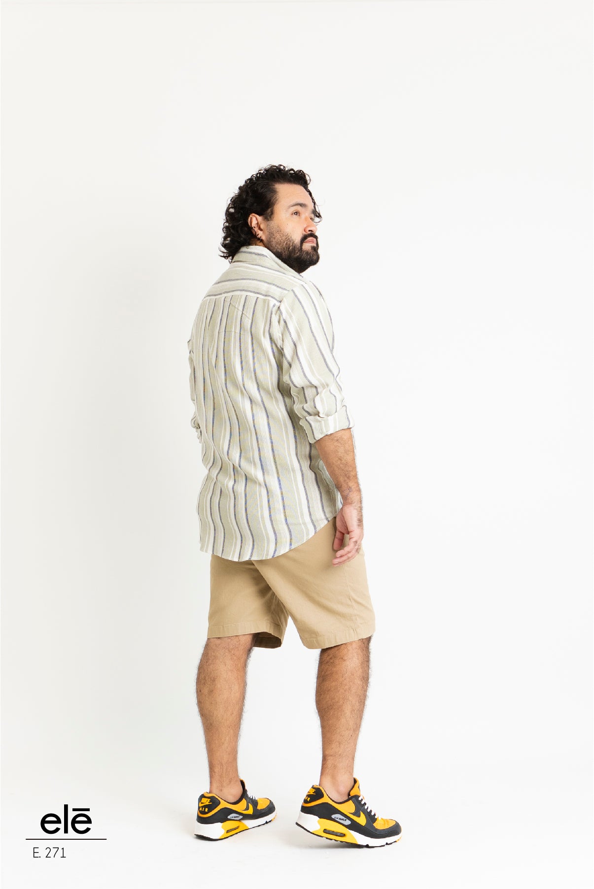 CAMISA VERDE, NEGRO Y BEIGE