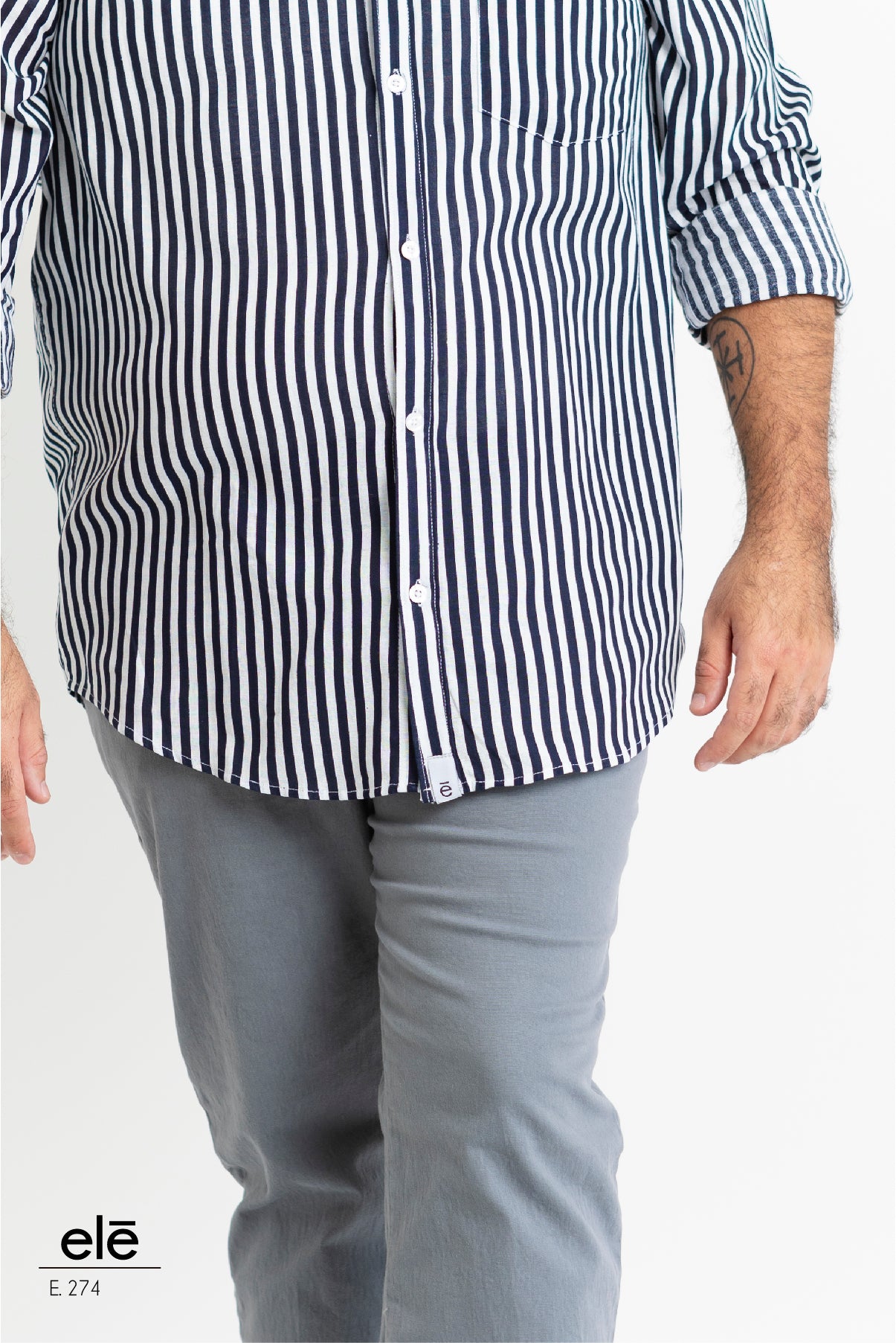 CAMISA RAYAS AZUL MARINO Y BLANCO