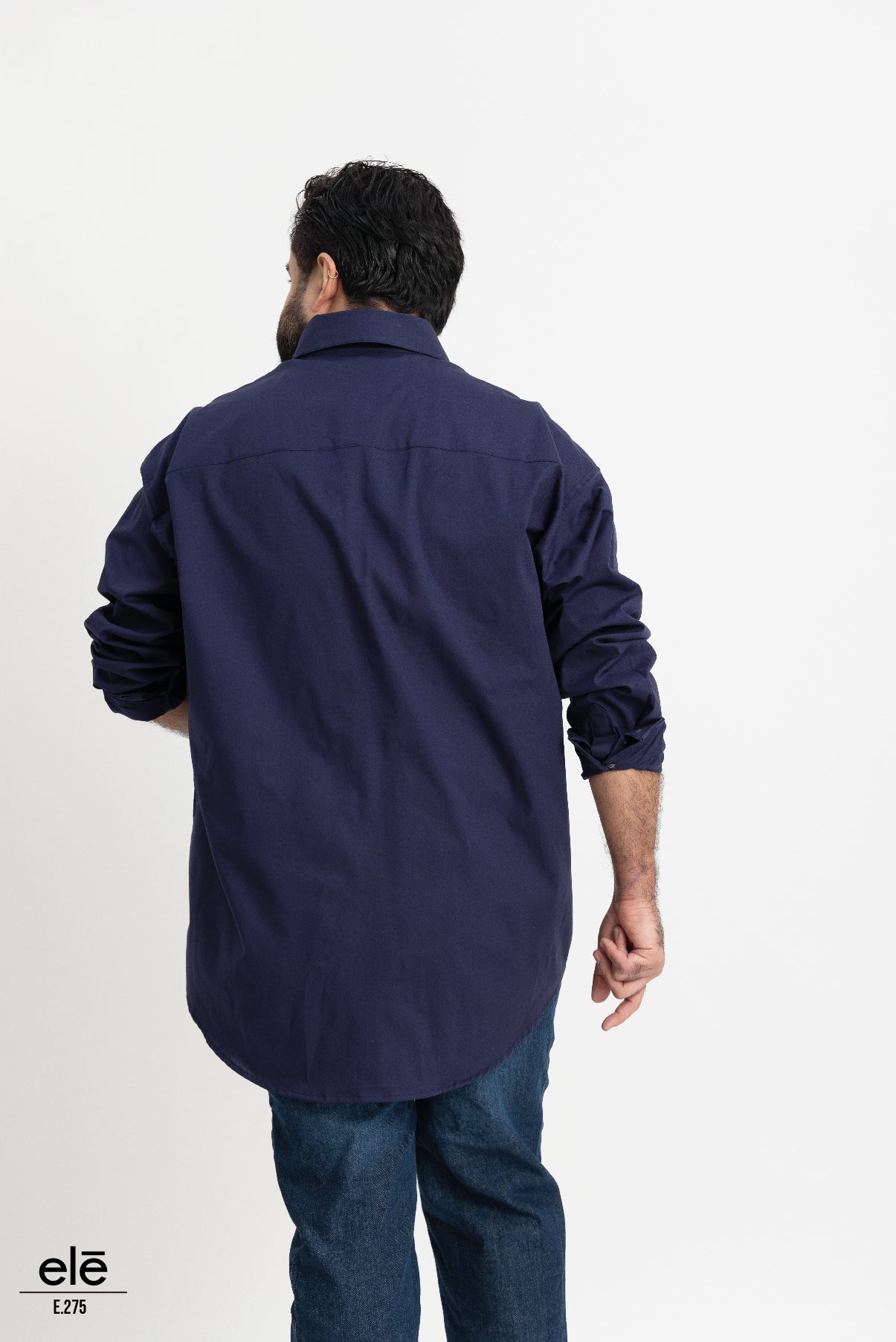 CAMISA AZUL MARINO LISA MANGA LARGA