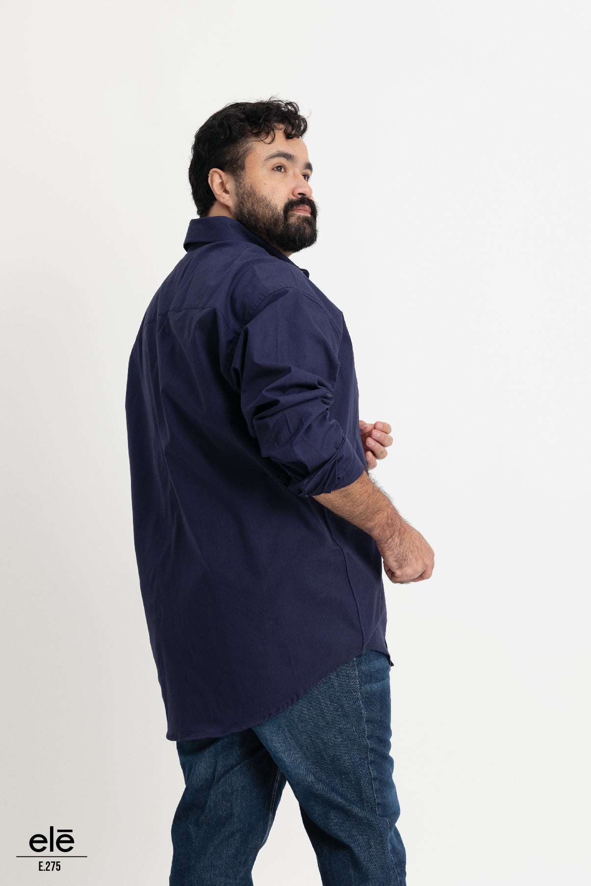 CAMISA AZUL MARINO LISA MANGA LARGA