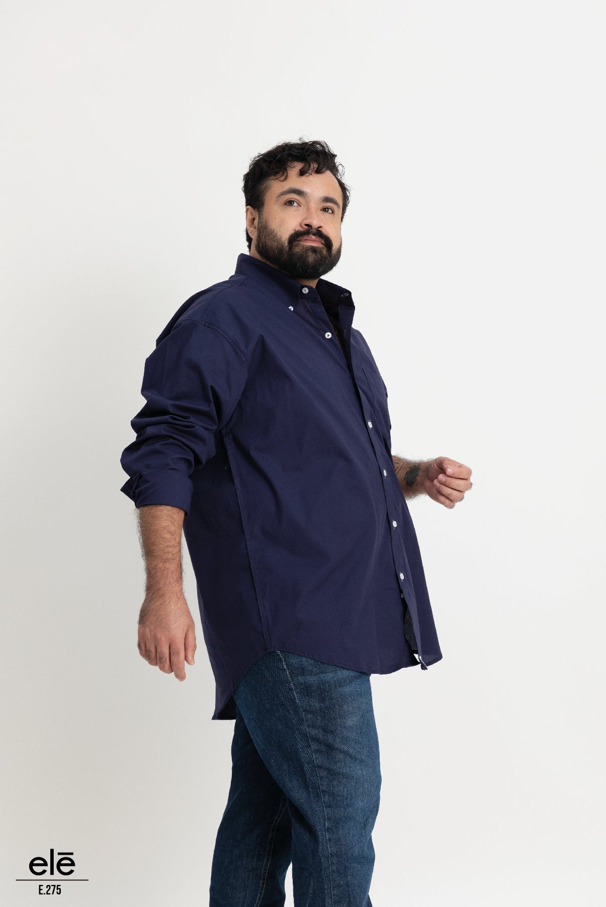 CAMISA AZUL MARINO LISA MANGA LARGA