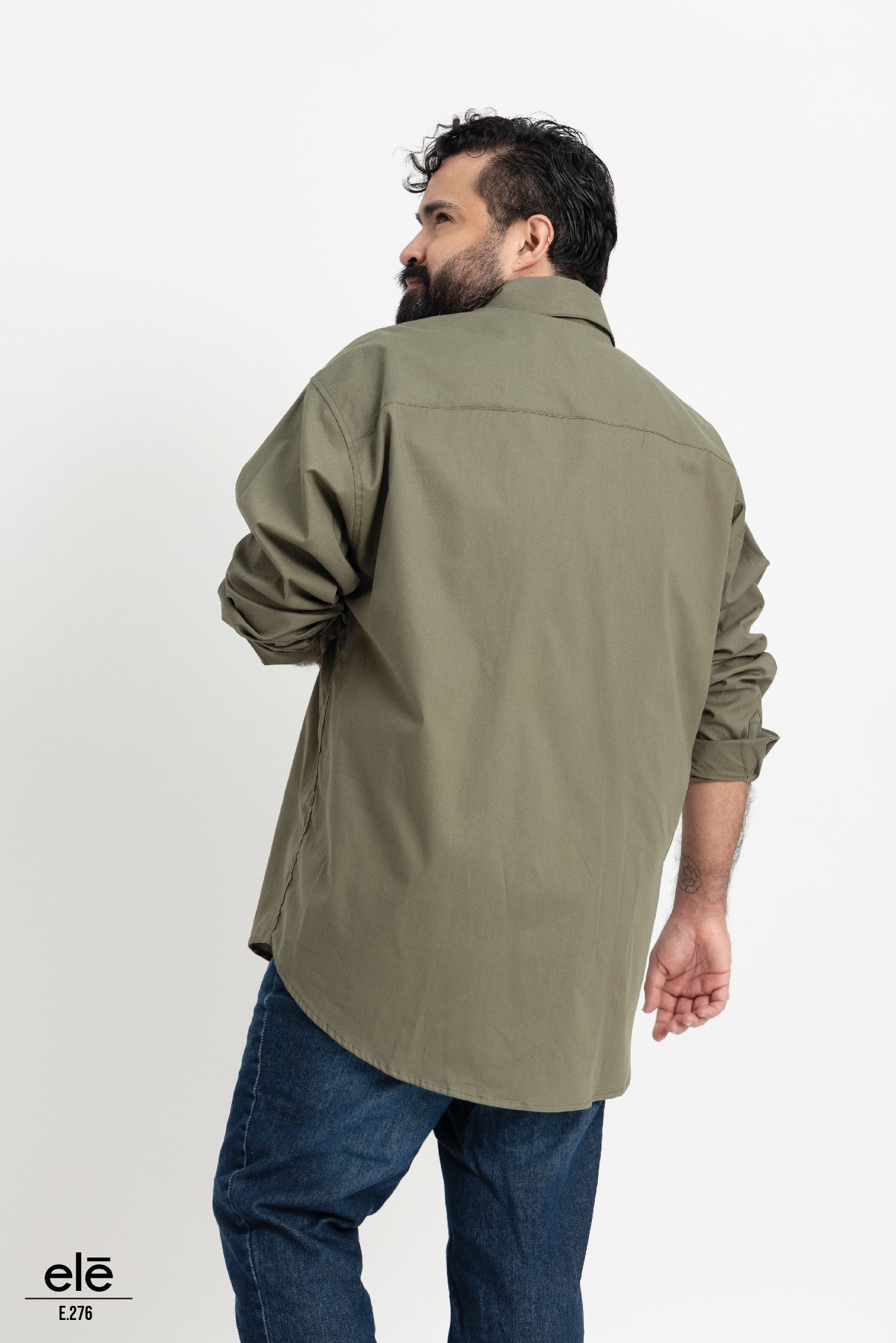 CAMISA VERDE MILITAR LISA MANGA LARGA