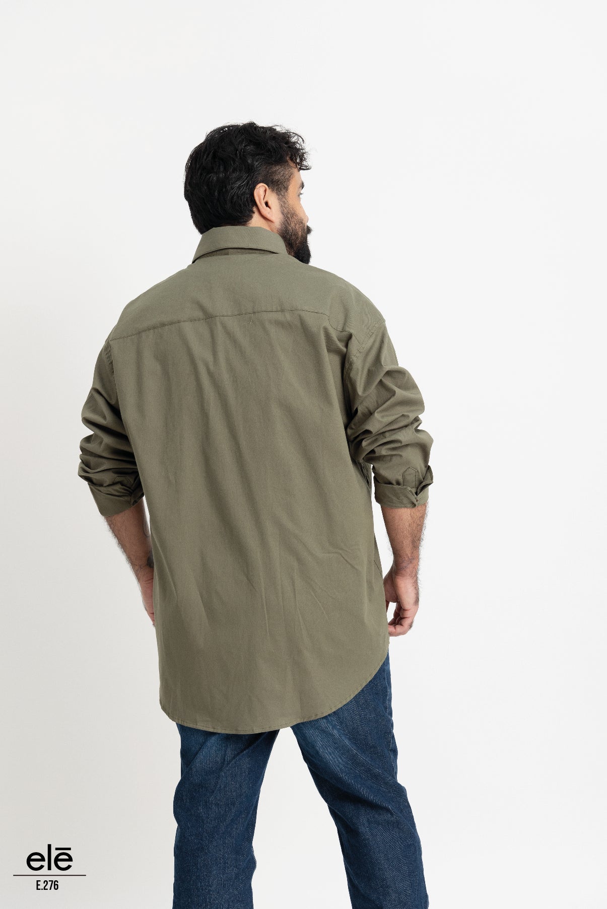 CAMISA VERDE MILITAR LISA MANGA LARGA