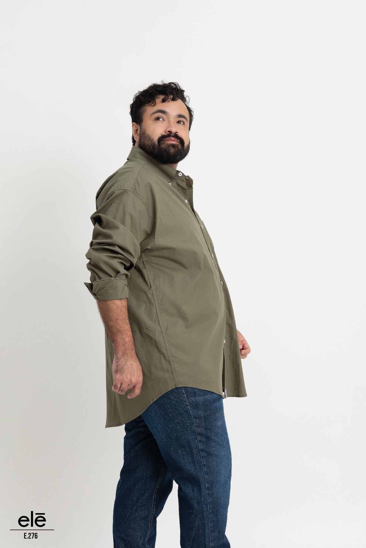 CAMISA VERDE MILITAR LISA MANGA LARGA