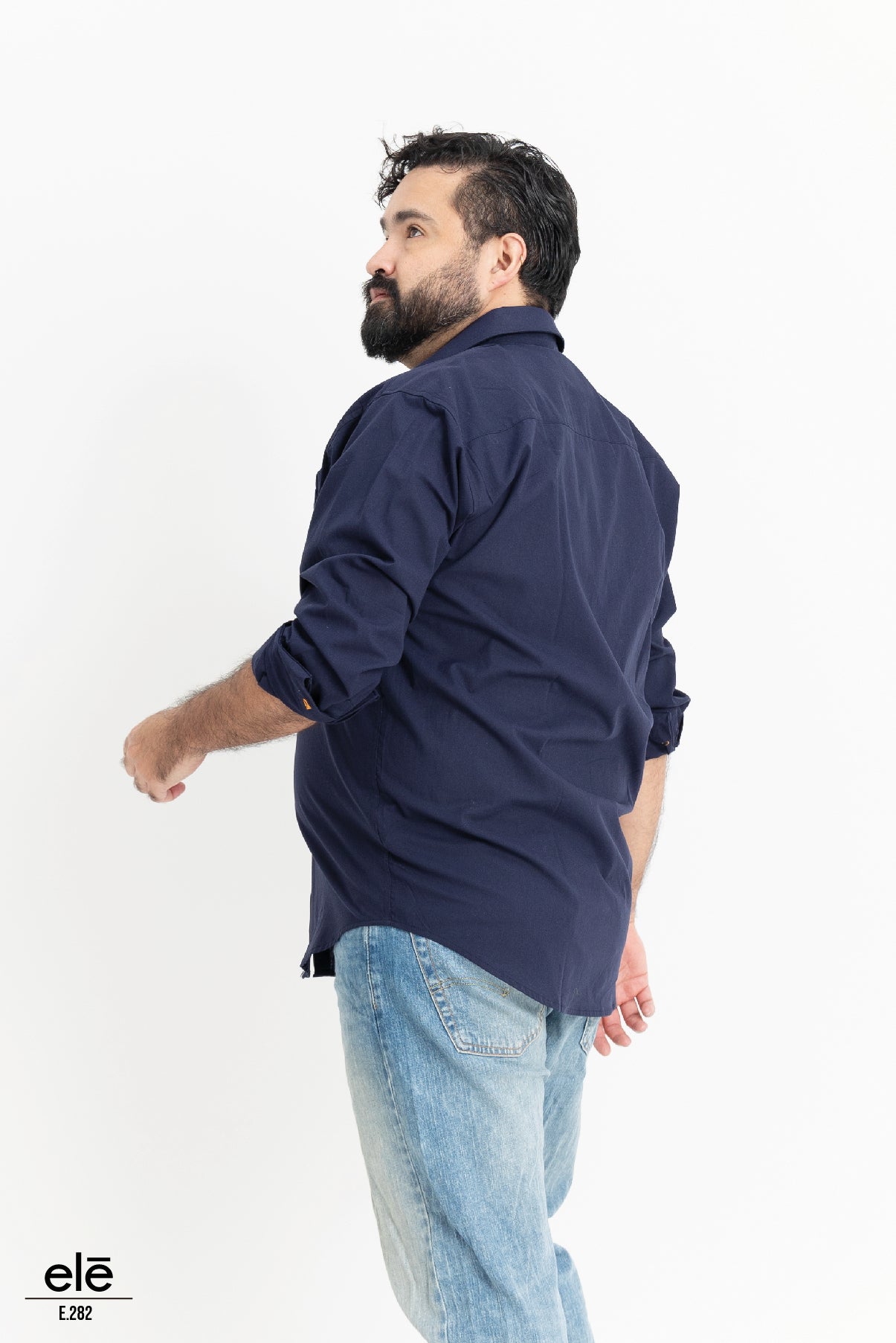 CAMISA LISA AZUL MARINO MANGA LARGA