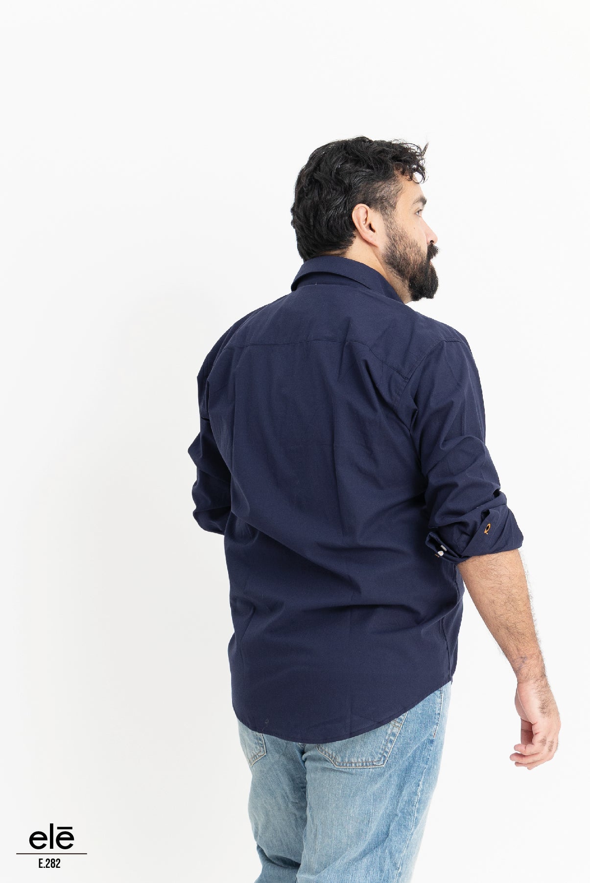 CAMISA LISA AZUL MARINO MANGA LARGA