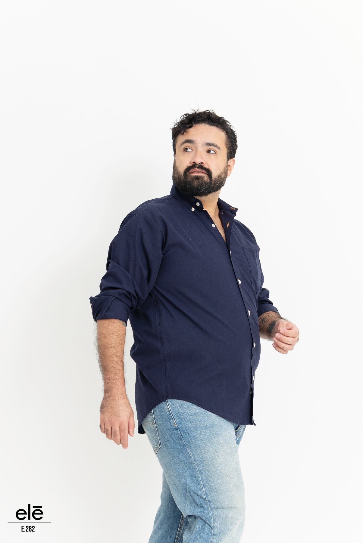 CAMISA LISA AZUL MARINO MANGA LARGA
