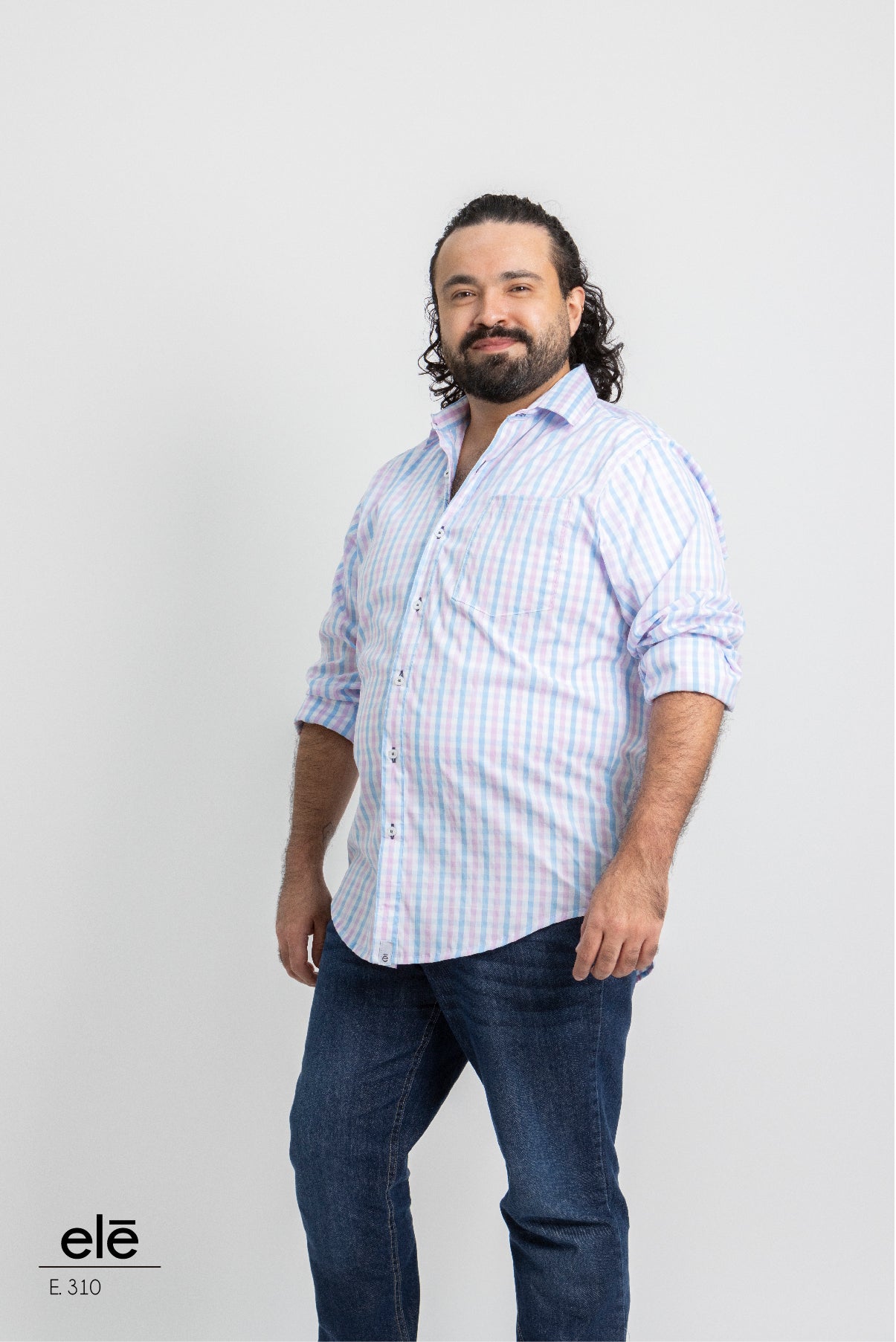 CAMISA CUADROS BLANCO, AZUL Y ROSA