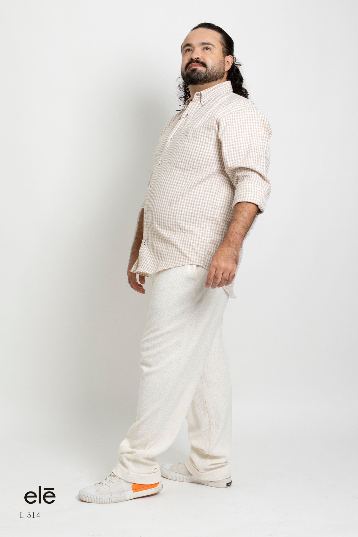 CAMISA CUADROS CAFE CLARO Y BEIGE