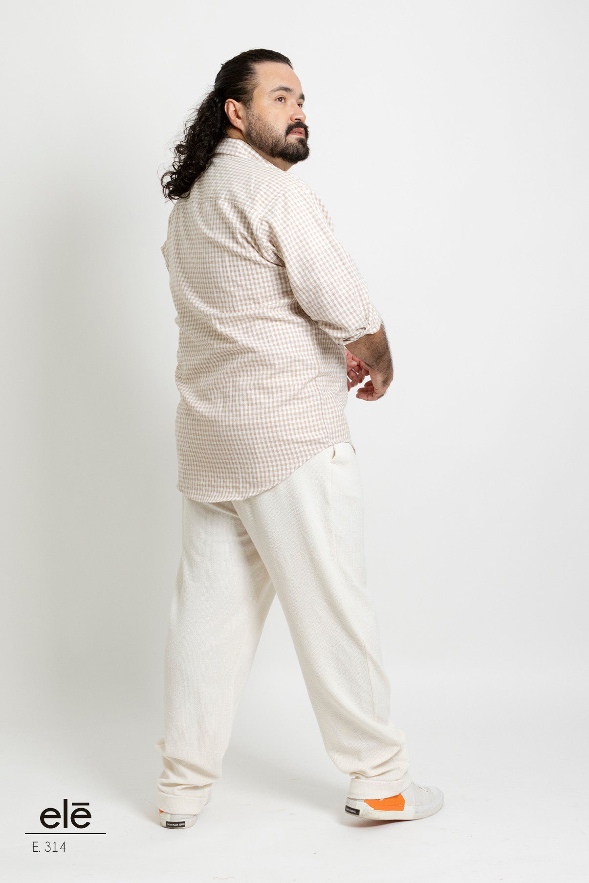 CAMISA CUADROS CAFE CLARO Y BEIGE