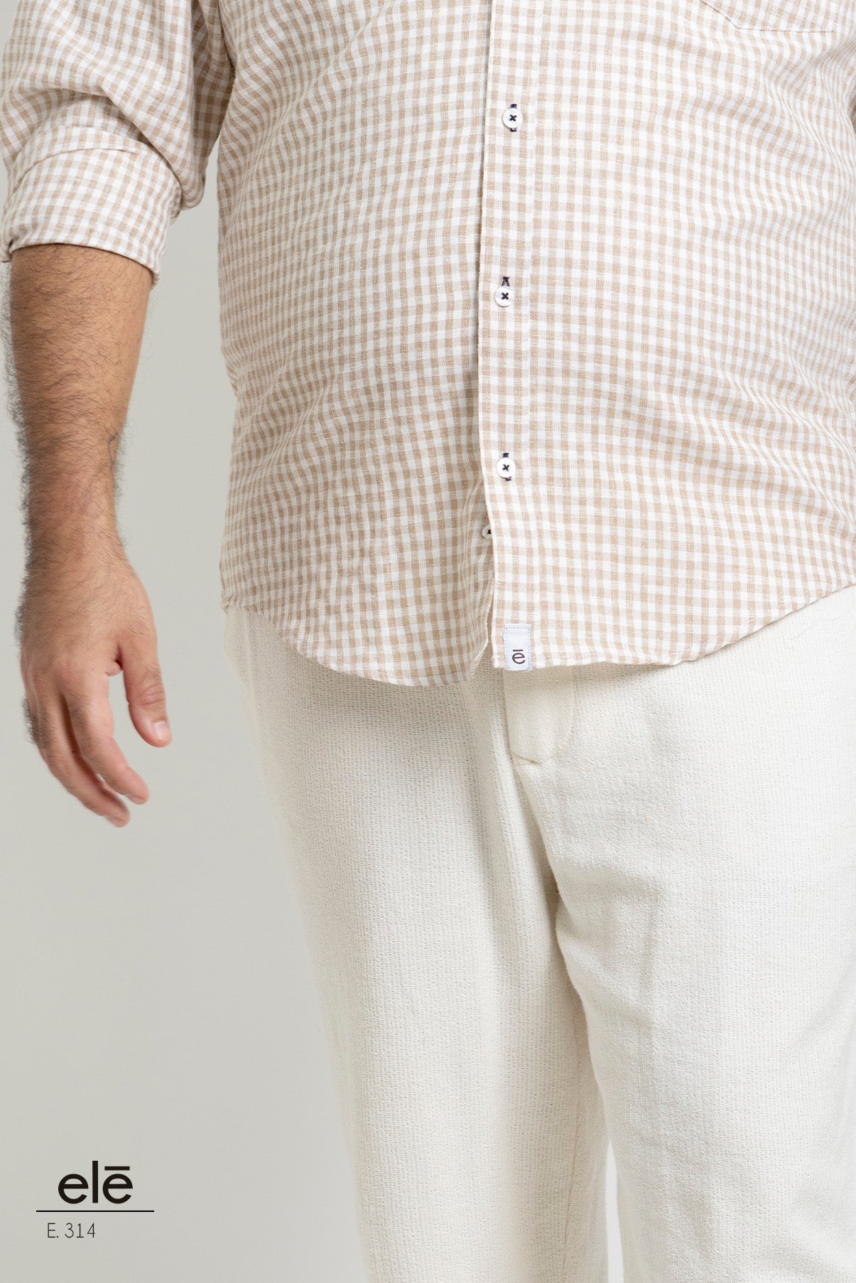 CAMISA CUADROS CAFE CLARO Y BEIGE