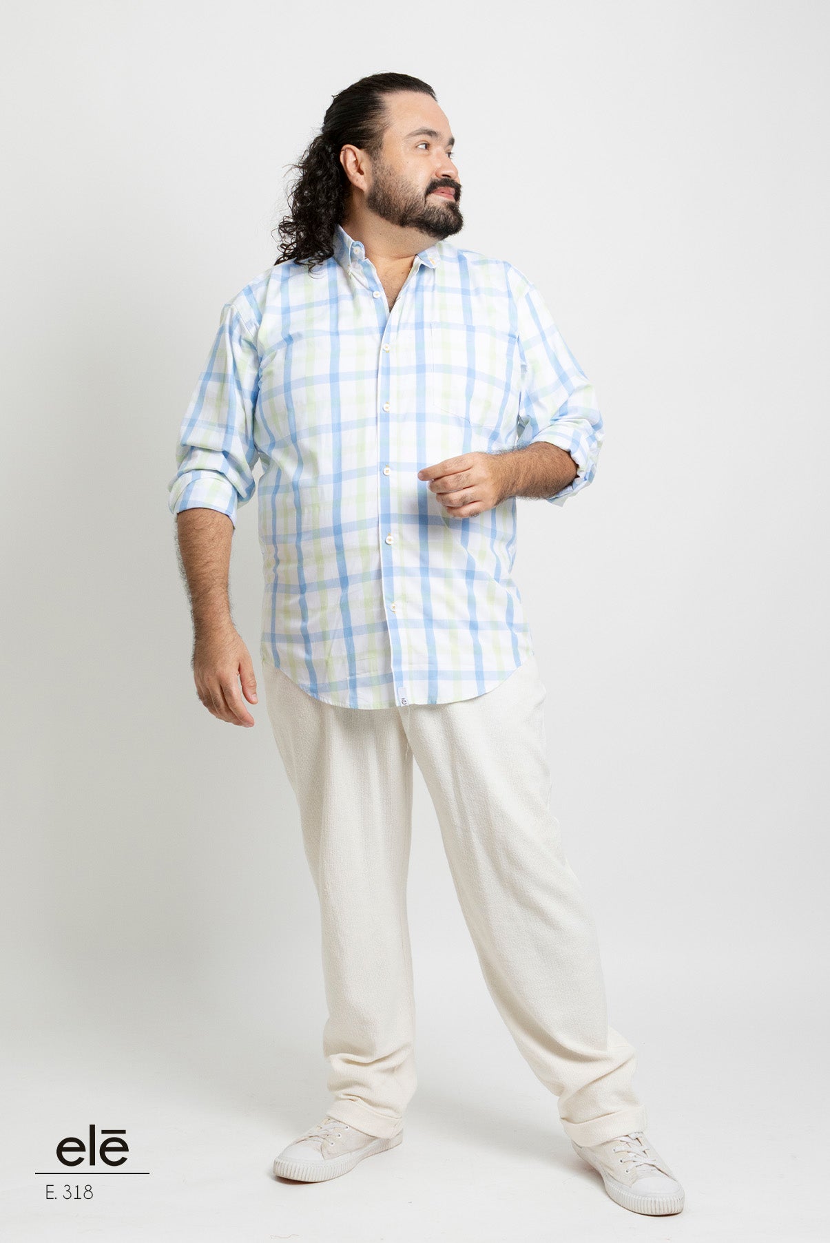 CAMISA CUADROS VERDE, AZUL Y BLANCO