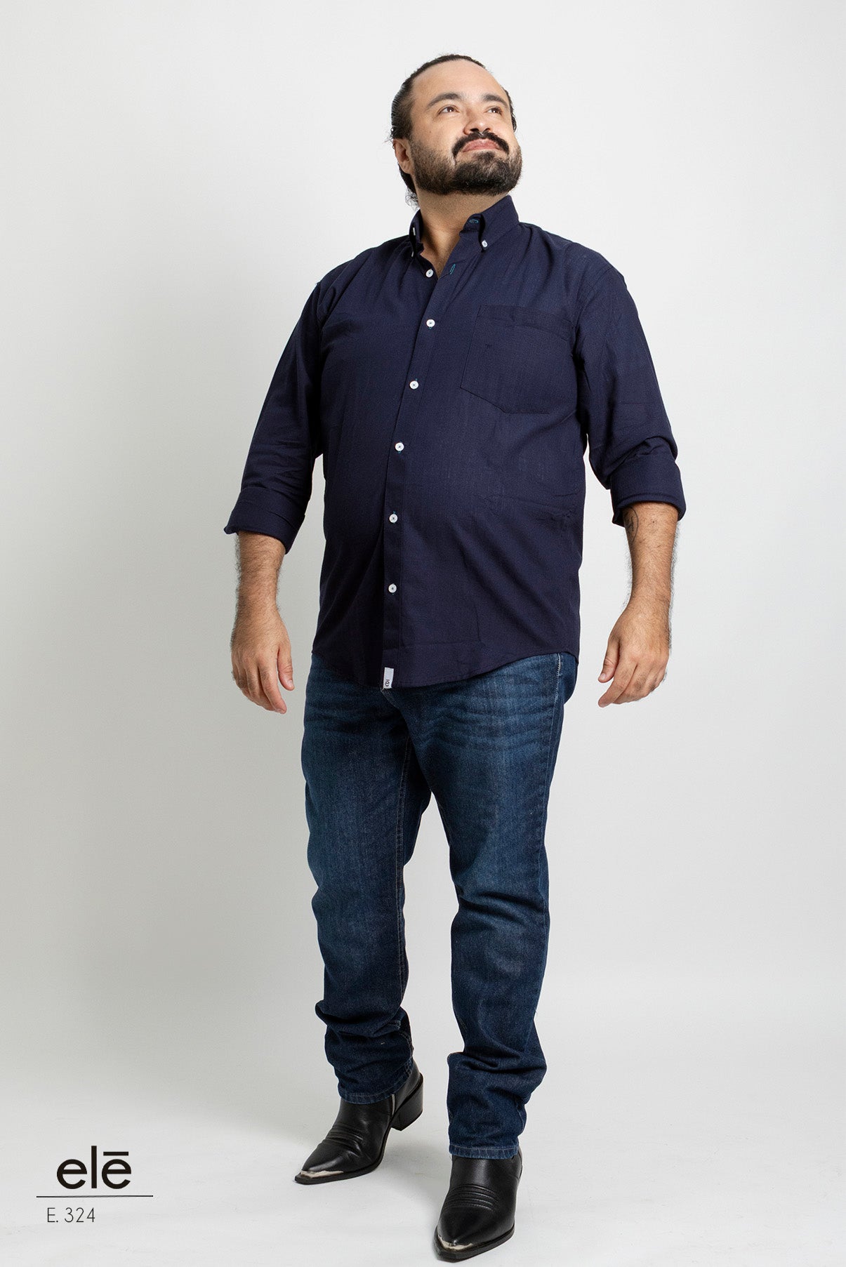 CAMISA AZUL MARINO MANGA LARGA