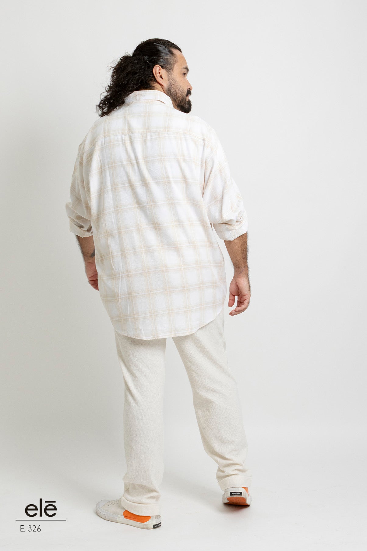 CAMISA CUADROS BLANCO Y BEIGE