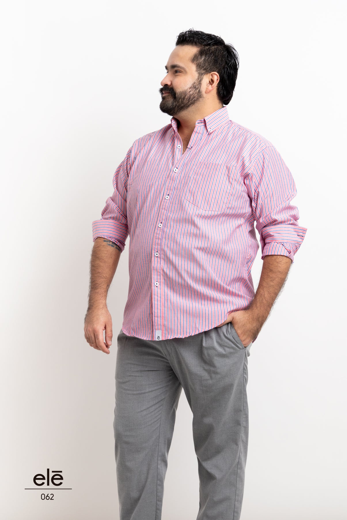 CAMISA RAYITAS ROSA CON AZUL