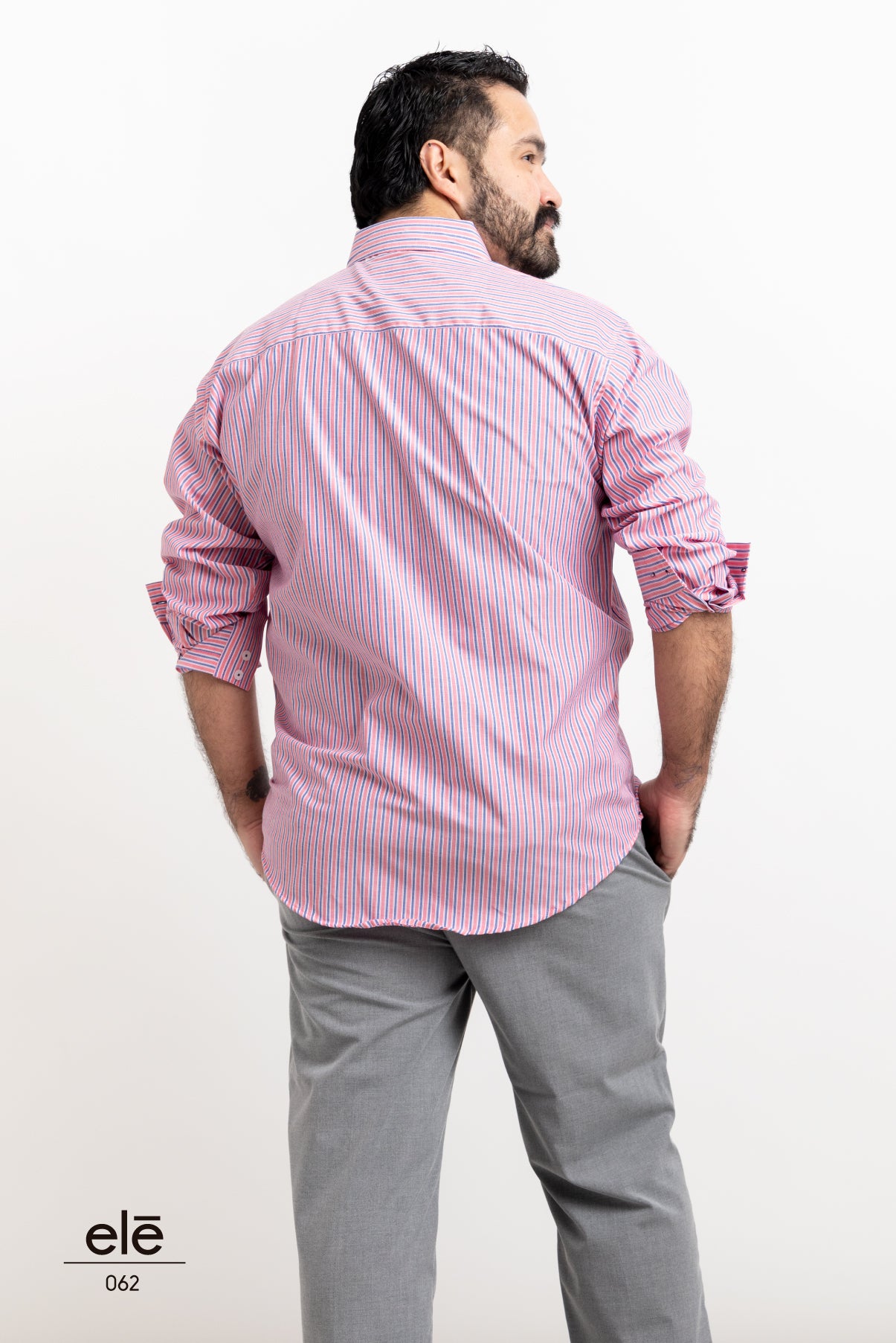 CAMISA RAYITAS ROSA CON AZUL