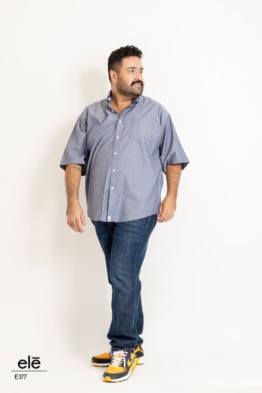 CAMISA LISA GRIS MANGA CORTA