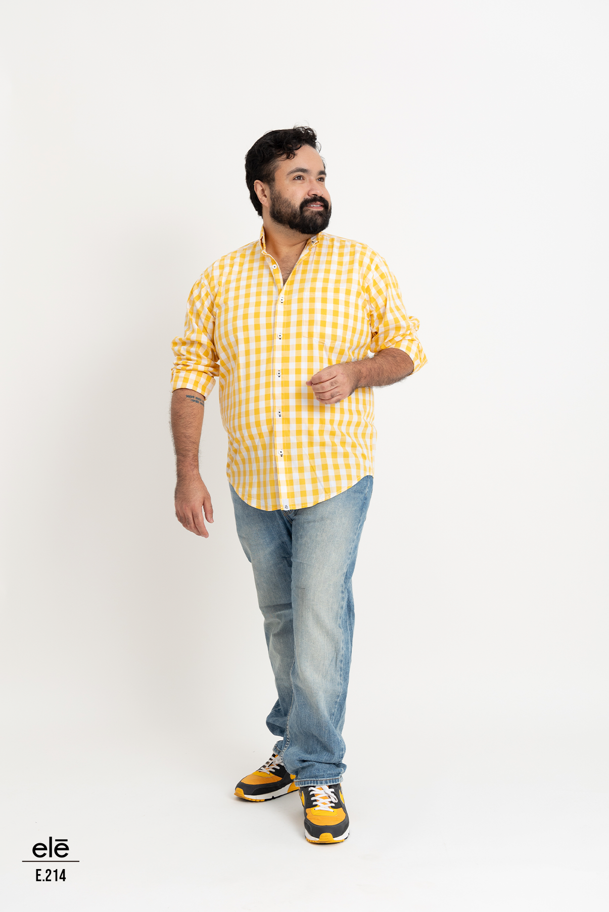 CAMISA CUADROS AMARILLO Y BLANCO