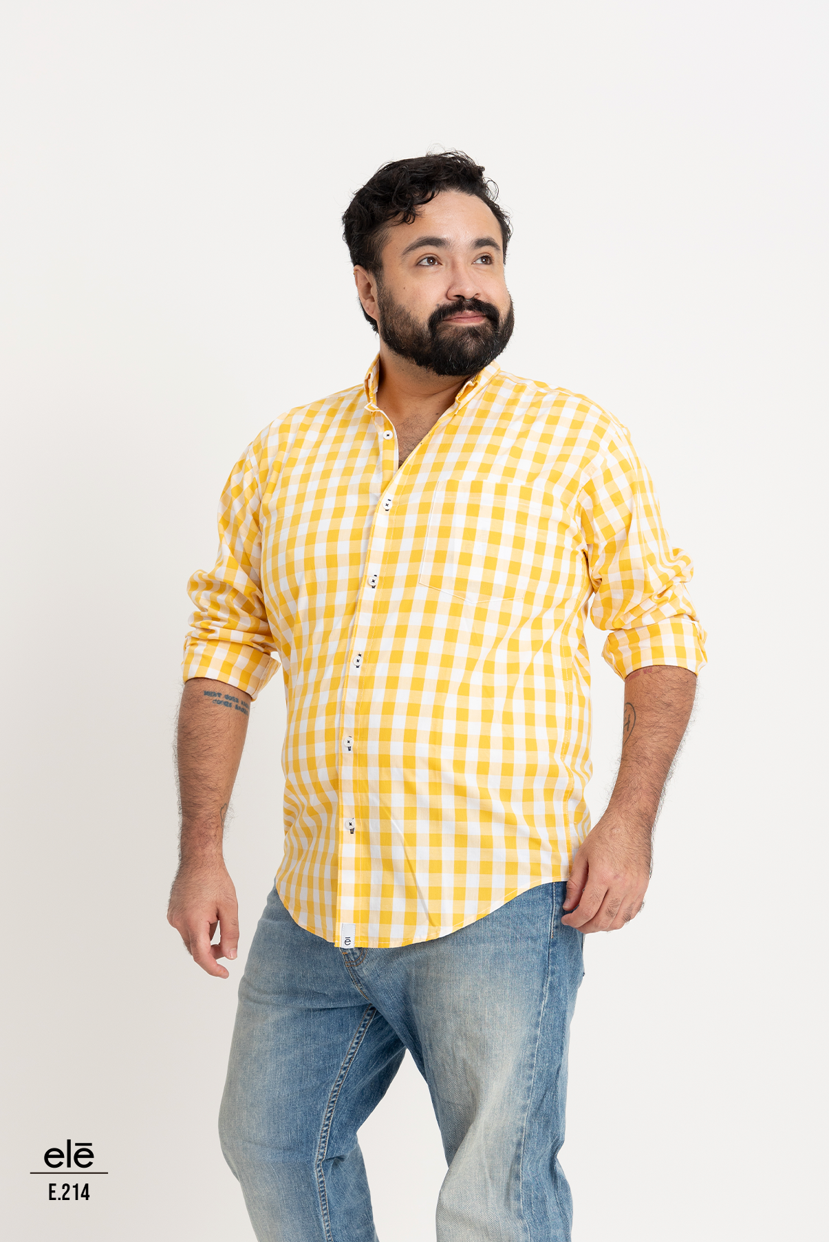 CAMISA CUADROS AMARILLO Y BLANCO