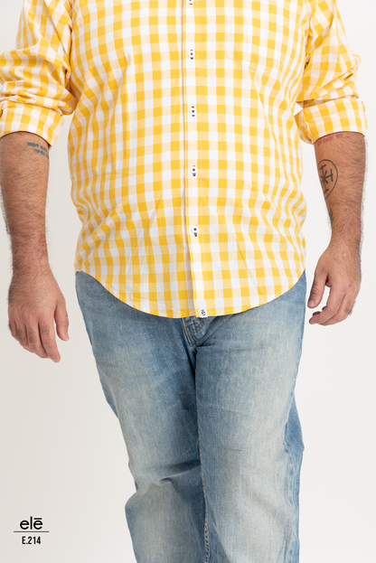 CAMISA CUADROS AMARILLO Y BLANCO