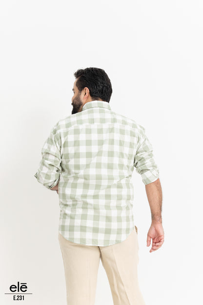 CAMISA CUADROS VERDE CLARO Y BLANCO