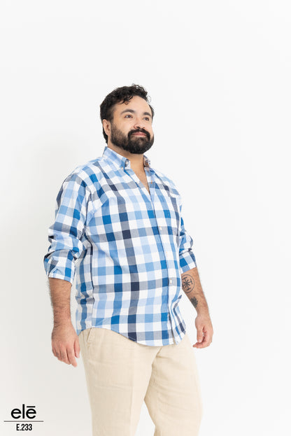 CAMISA CUADROS AZUL CILO, AZUL MARINO Y BLANCO