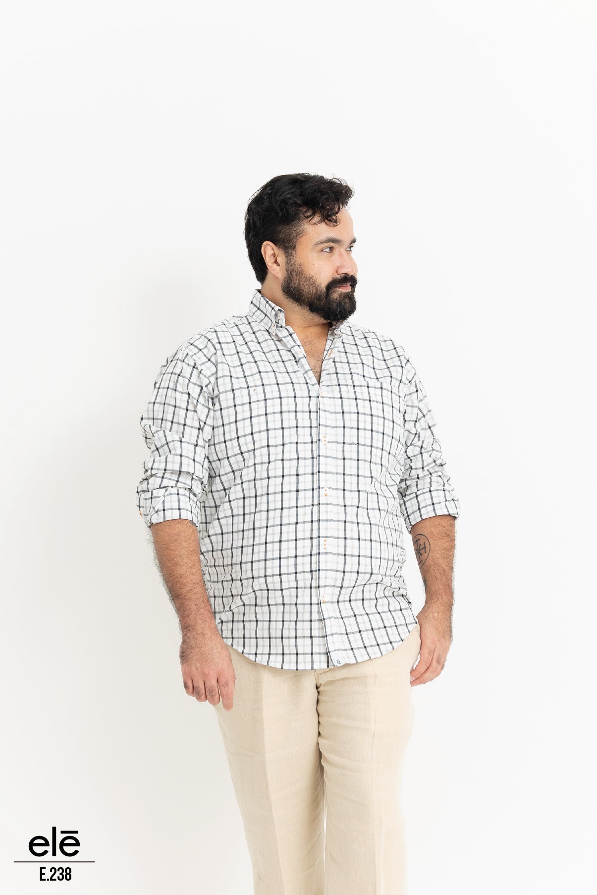 CAMISA CUADROS PEQUEÑOS GRIS Y NEGRO