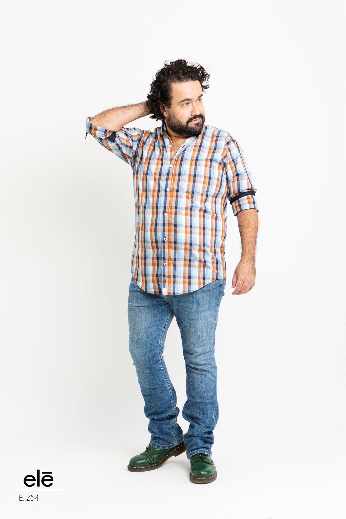CAMISA CUADROS CAFE Y AZUL