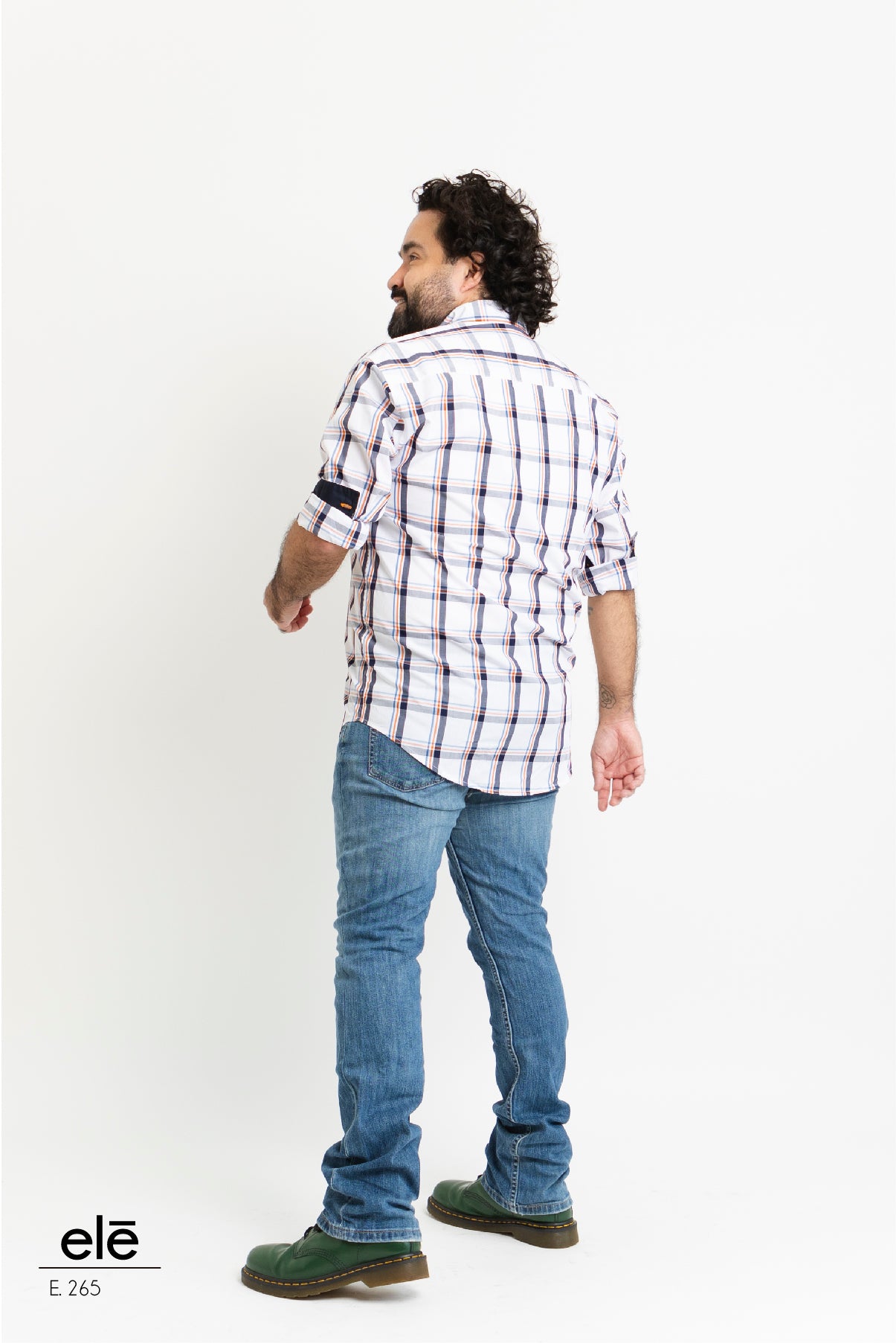 CAMISA CUADROS AZUL, BLANCO, NARANJA