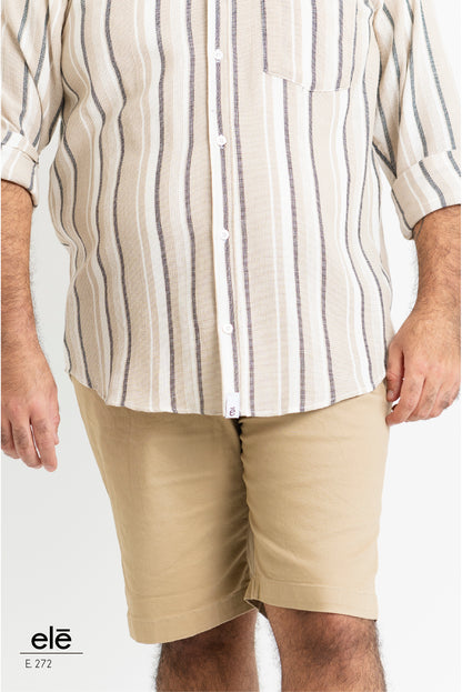 CAMISA RAYAS BEIGE Y NEGRO