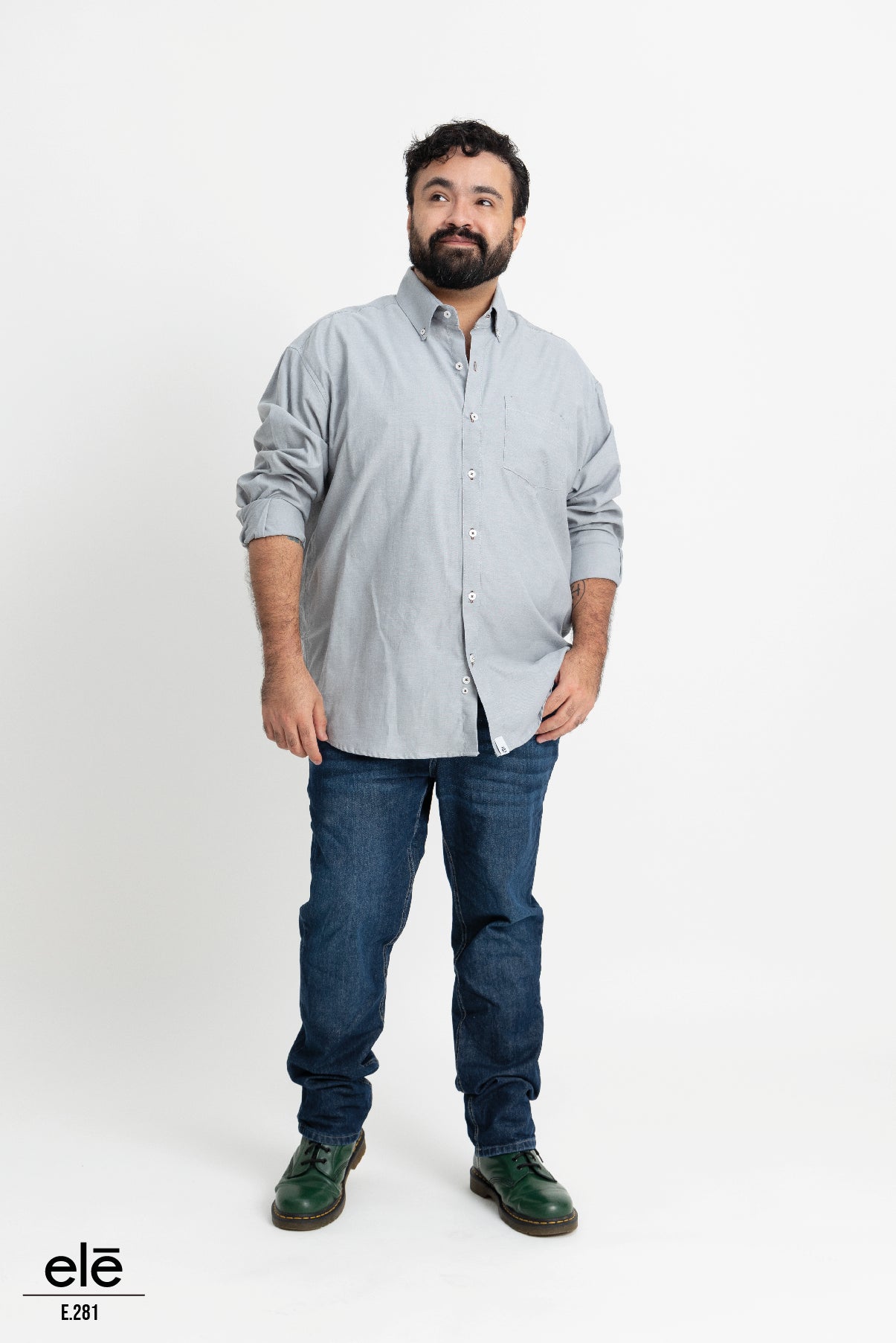 CAMISA LISA GRIS MANGA LARGA