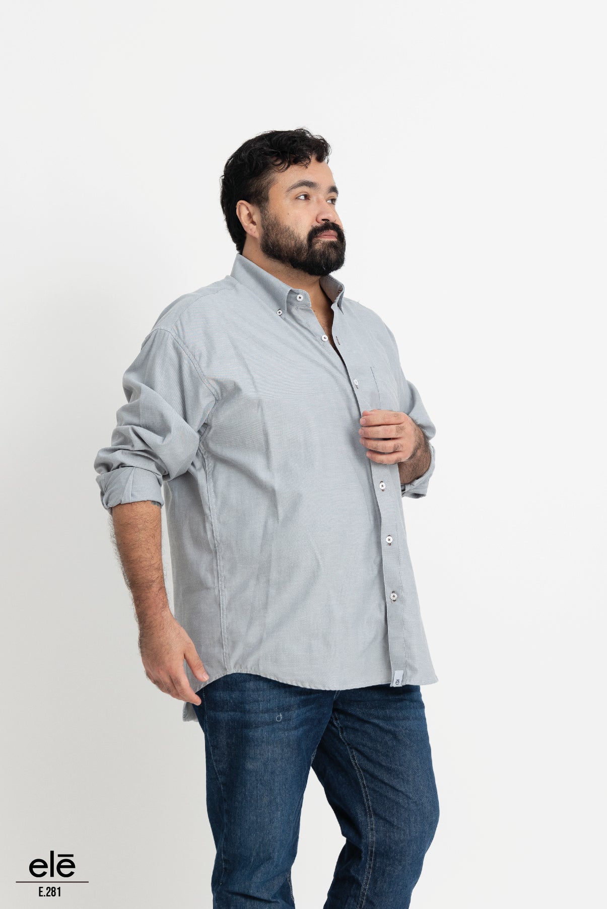 CAMISA LISA GRIS MANGA LARGA