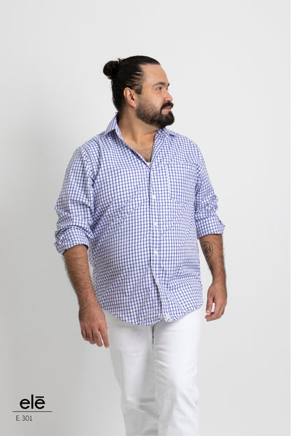 CAMISA CUADROS AZUL Y BLANCO
