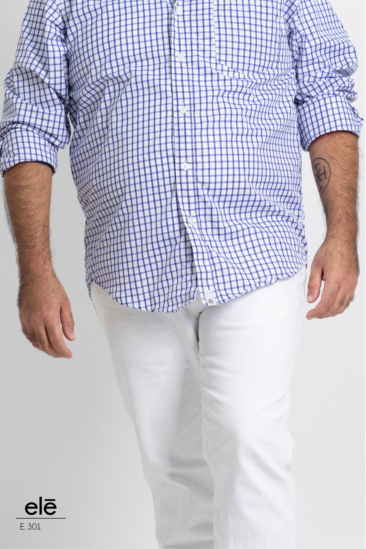 CAMISA CUADROS AZUL Y BLANCO