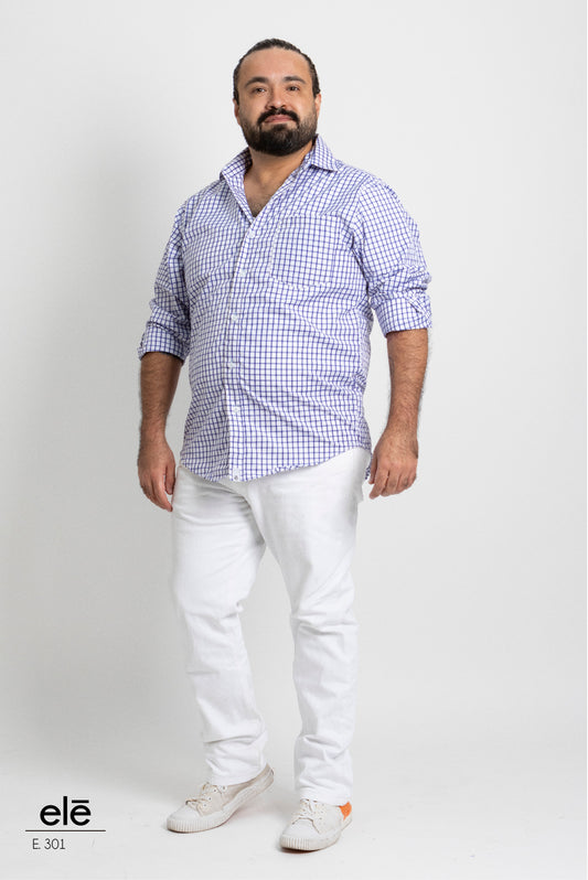 CAMISA CUADROS AZUL Y BLANCO