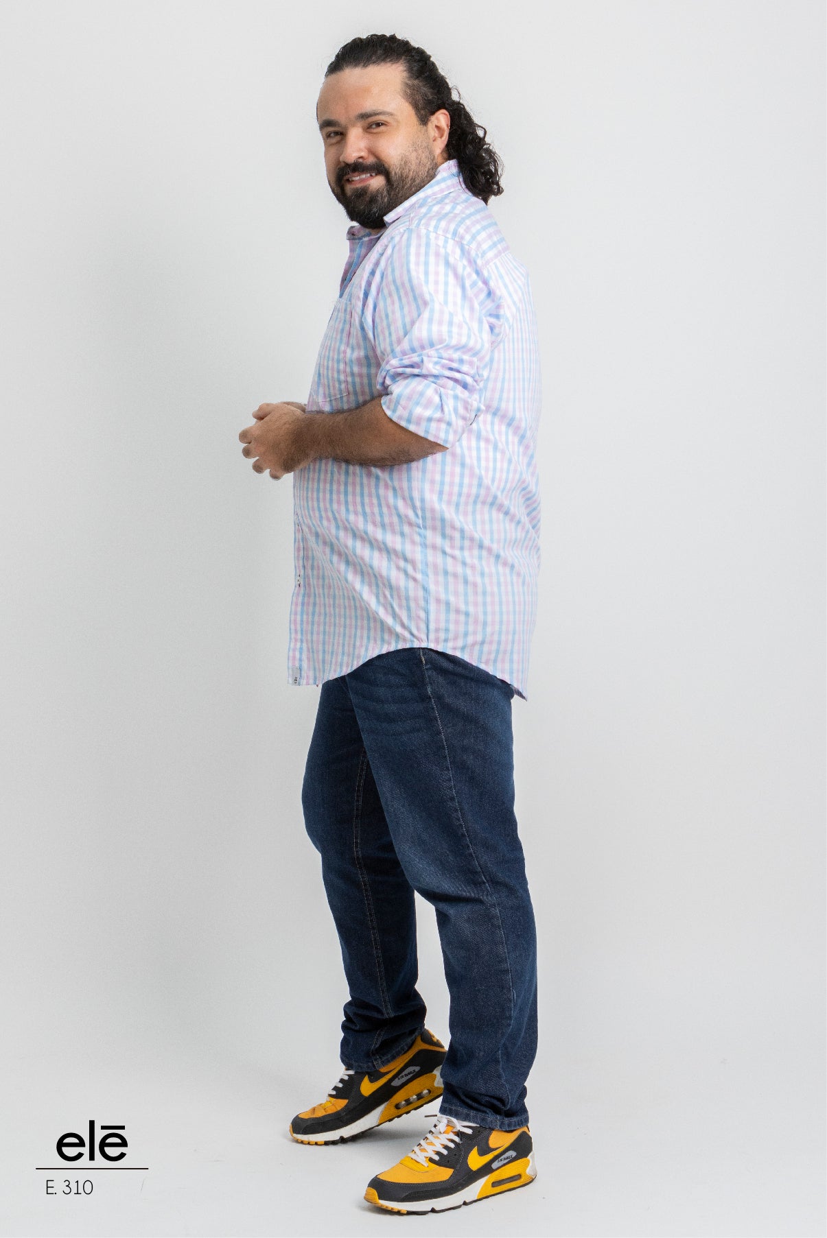 CAMISA CUADROS BLANCO, AZUL Y ROSA