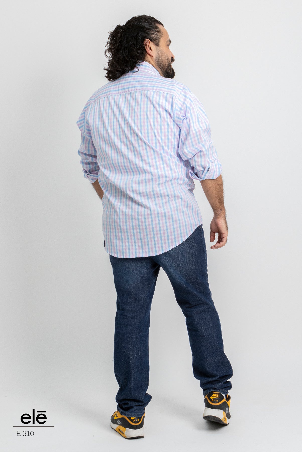 CAMISA CUADROS BLANCO, AZUL Y ROSA