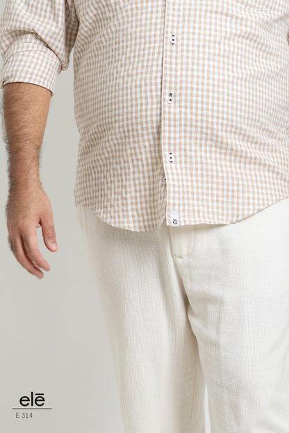 CAMISA CUADROS CAFE CLARO Y BEIGE