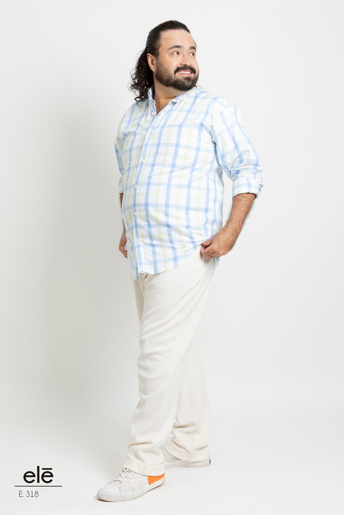 CAMISA CUADROS VERDE, AZUL Y BLANCO