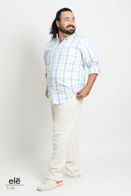 CAMISA CUADROS VERDE, AZUL Y BLANCO