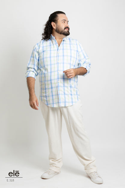 CAMISA CUADROS VERDE, AZUL Y BLANCO