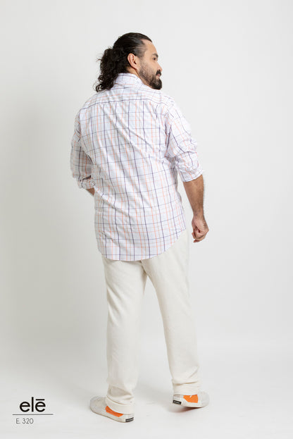 CAMISA CUADROS BLANCO, NARANJA, AZUL Y CAFE